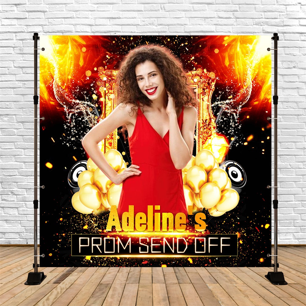 Prom Backdrop Golden Balloon Flame Personalized Party Graduation Backdrop LXX6-171