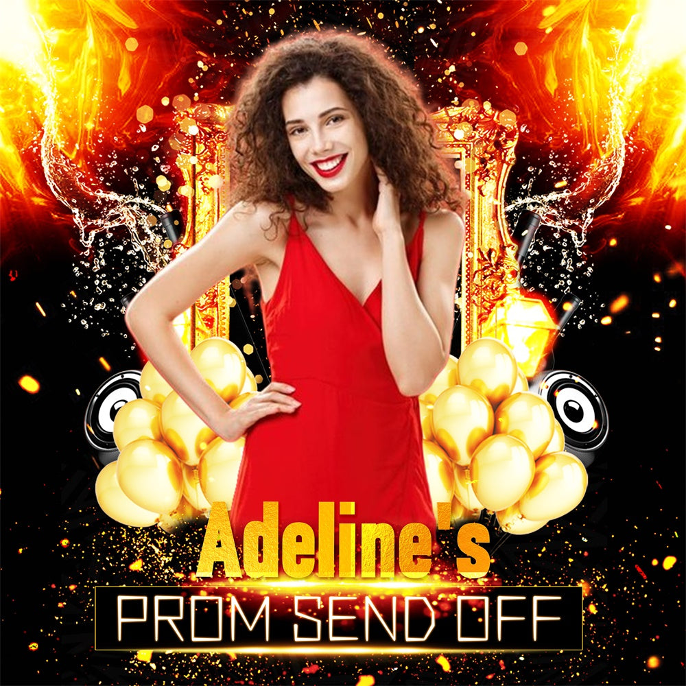 Prom Backdrop Golden Balloon Flame Personalized Party Graduation Backdrop LXX6-171