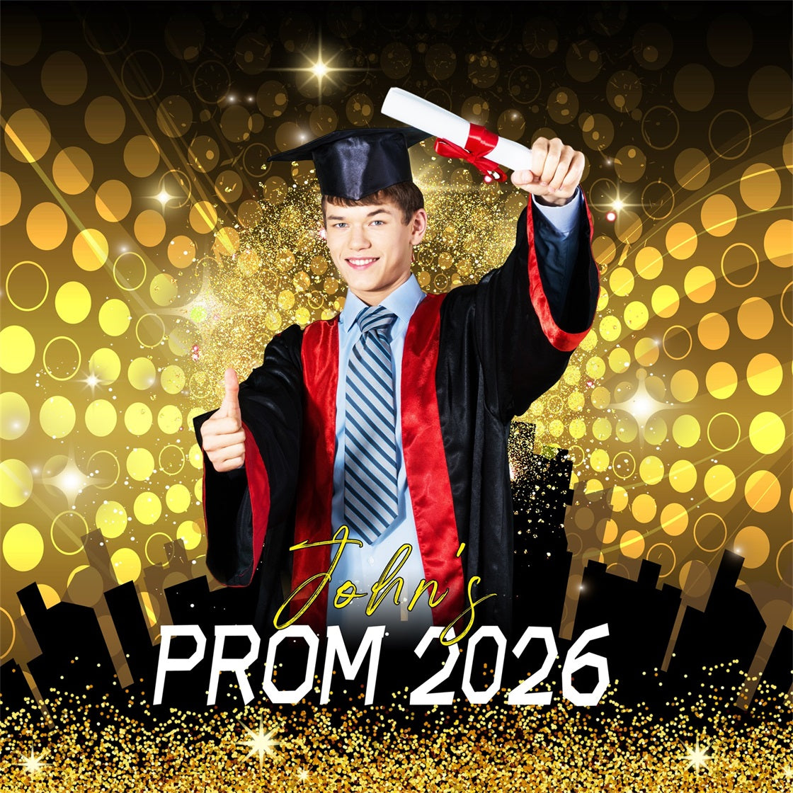 Prom Backdrops Golden Burst City Personalized Party Graduation Backdrop LXX6-174