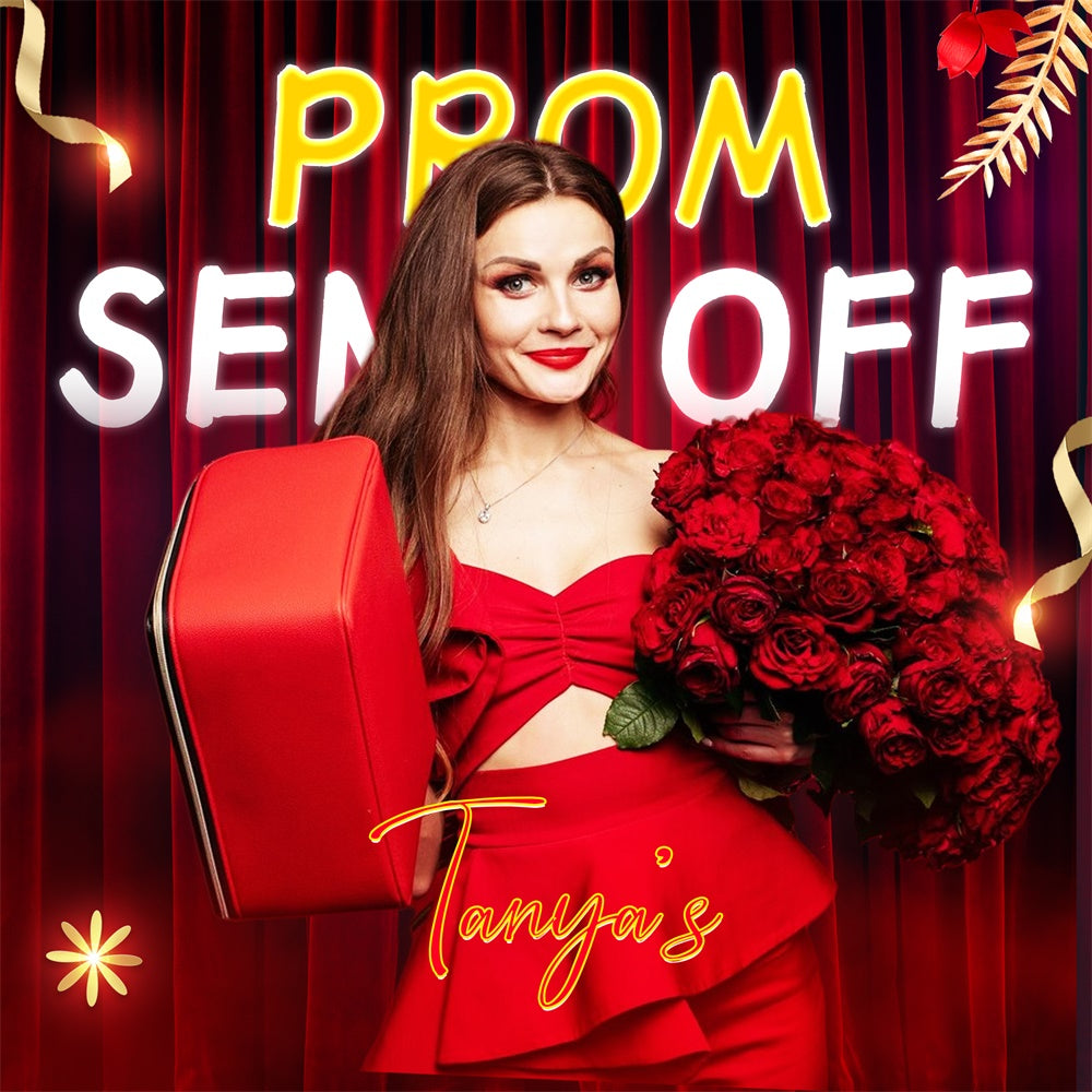 Prom Photo Backdrop Red Curtain Rose Customized Party Graduation Backdrop LXX6-175