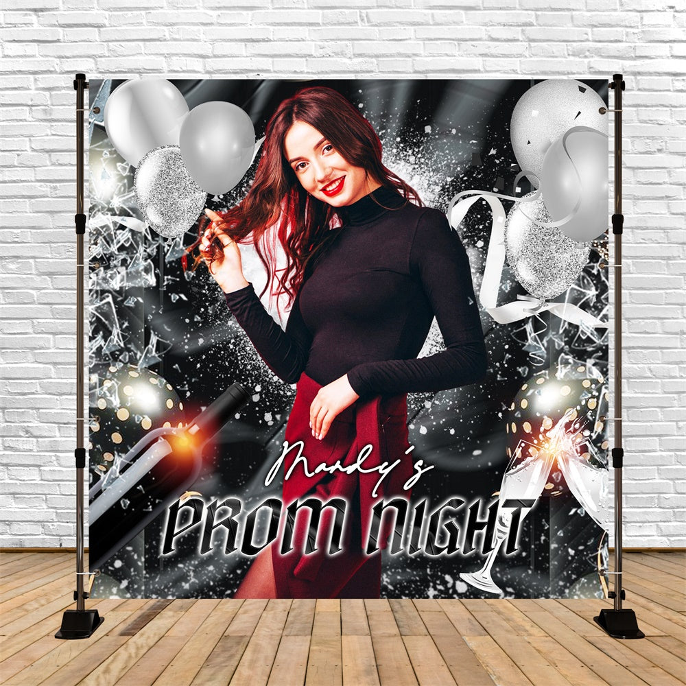 Prom Backdrop 2025 Silver Spark Glow Customized Party Graduation Backdrop LXX6-181