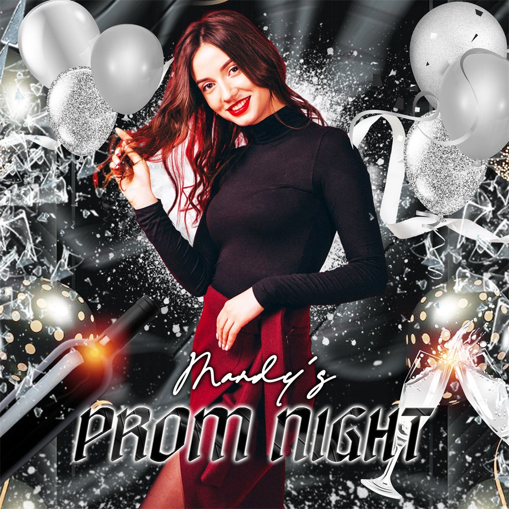 Prom Backdrop 2025 Silver Spark Glow Customized Party Graduation Backdrop LXX6-181