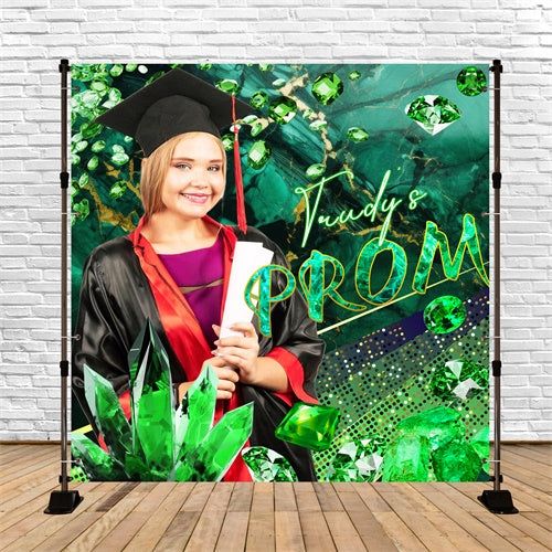 Prom Backdrops Royal Green Sparkle Customized Party Graduation Backdrop LXX6-183