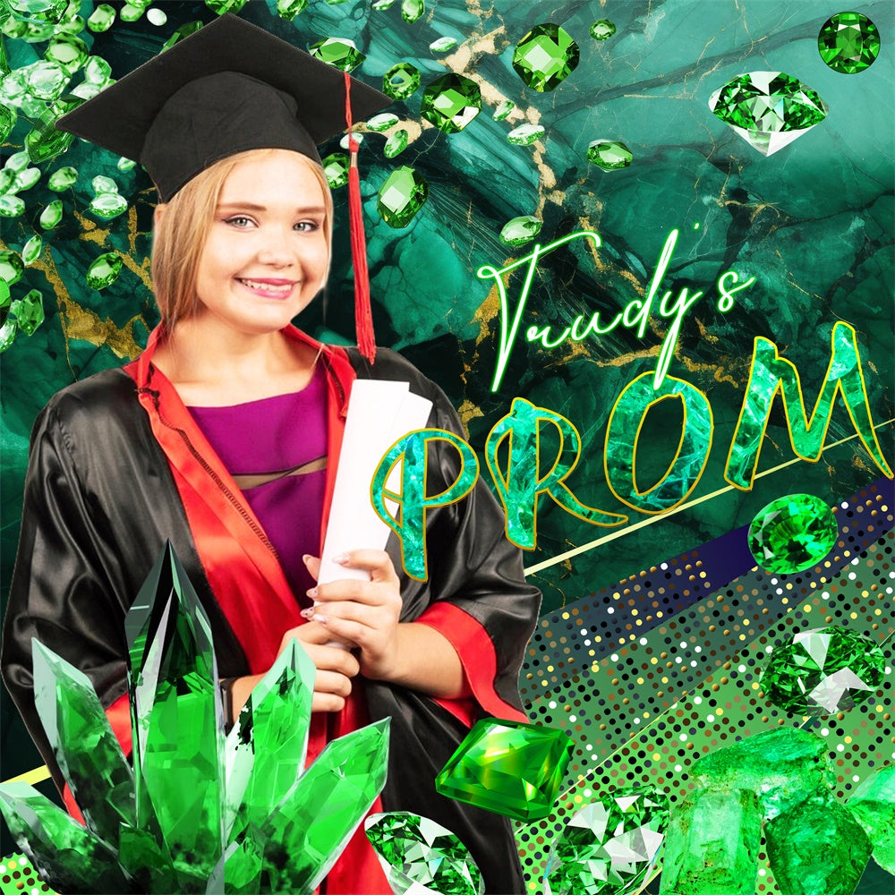 Prom Backdrops Royal Green Sparkle Customized Party Graduation Backdrop LXX6-183