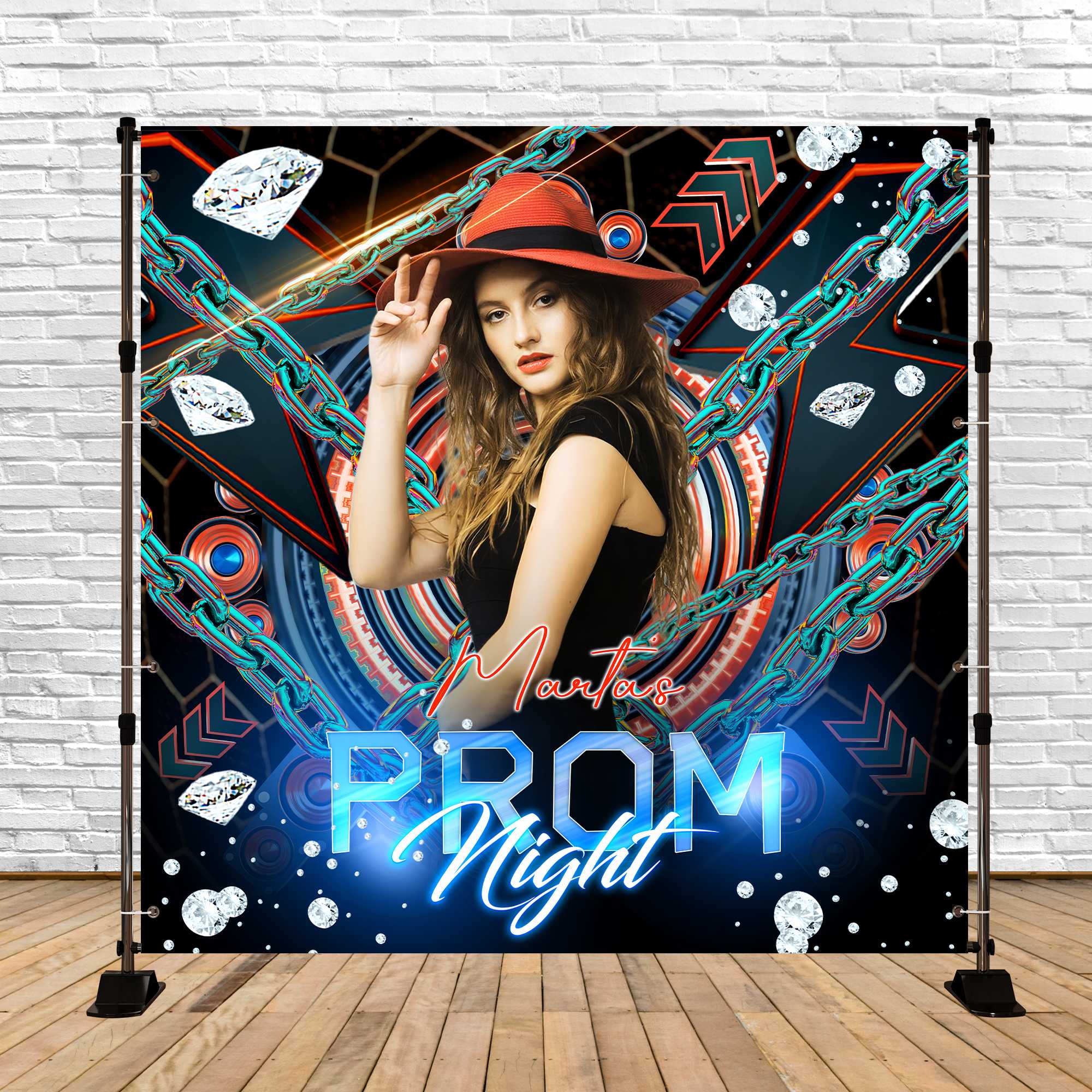 Backdrops For Prom Neon Chain Bash Custom Party Graduation Backdrop LXX6-185