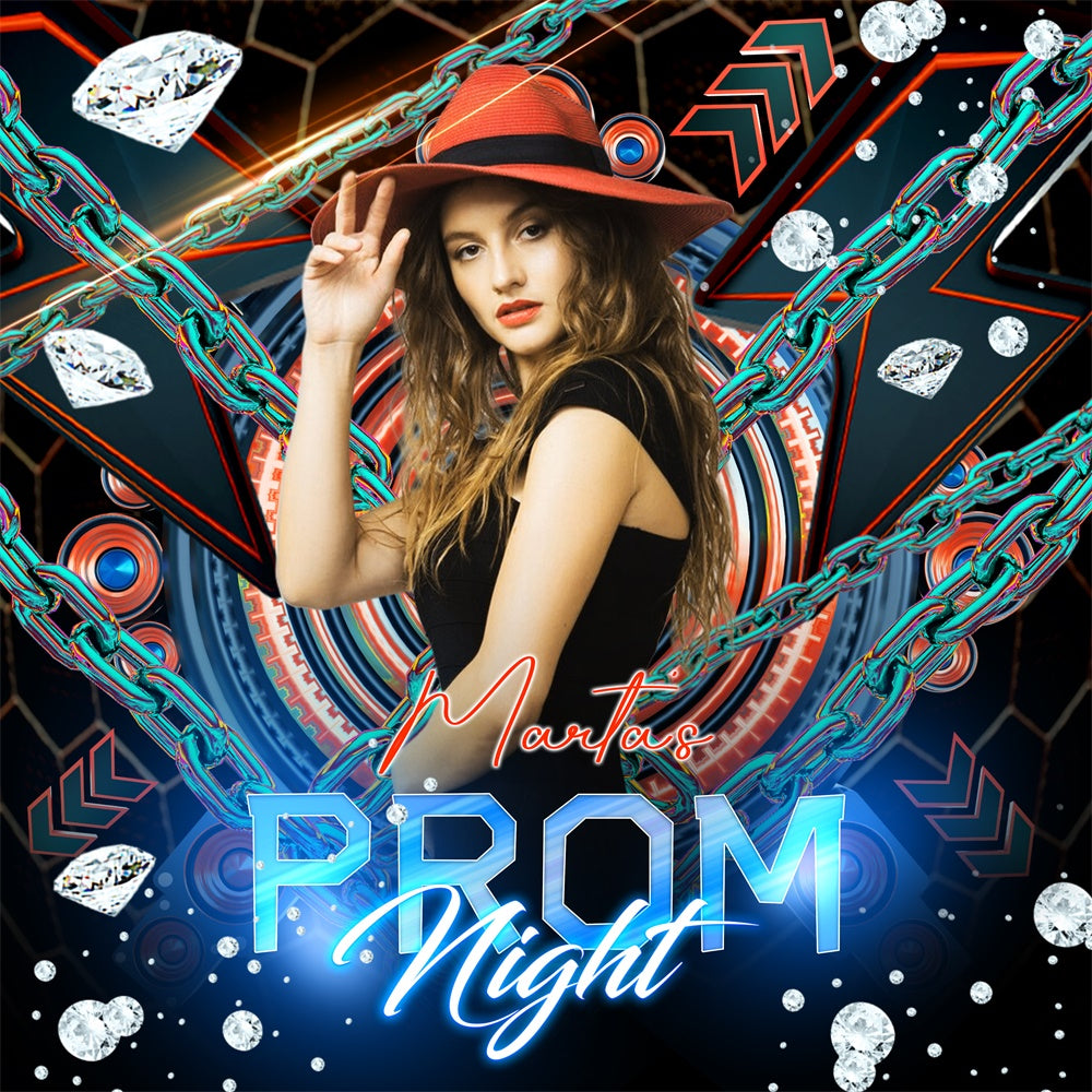 Backdrops For Prom Neon Chain Bash Custom Party Graduation Backdrop LXX6-185