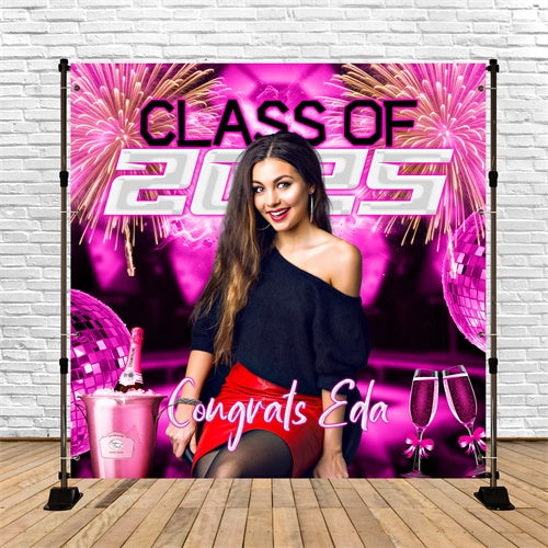 Prom Backdrop Pink Champagne Firework Custom Party Graduation Backdrop LXX6-187