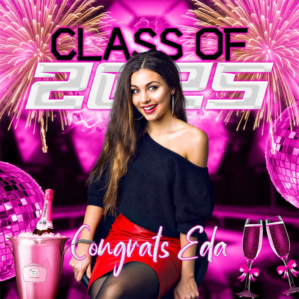 Prom Backdrop Pink Champagne Firework Custom Party Graduation Backdrop LXX6-187