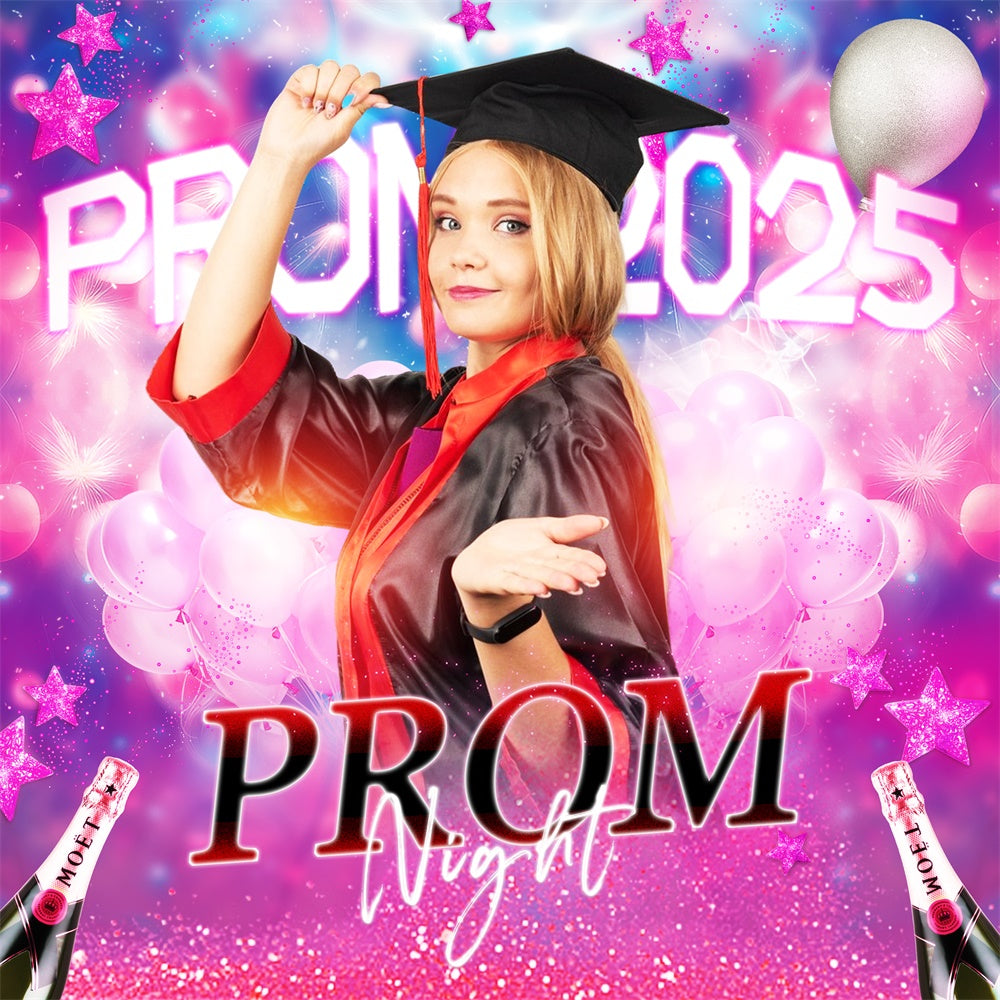 Prom 2025 Backdrop Fantasy Lights Customized Party Graduation Backdrop LXX6-199