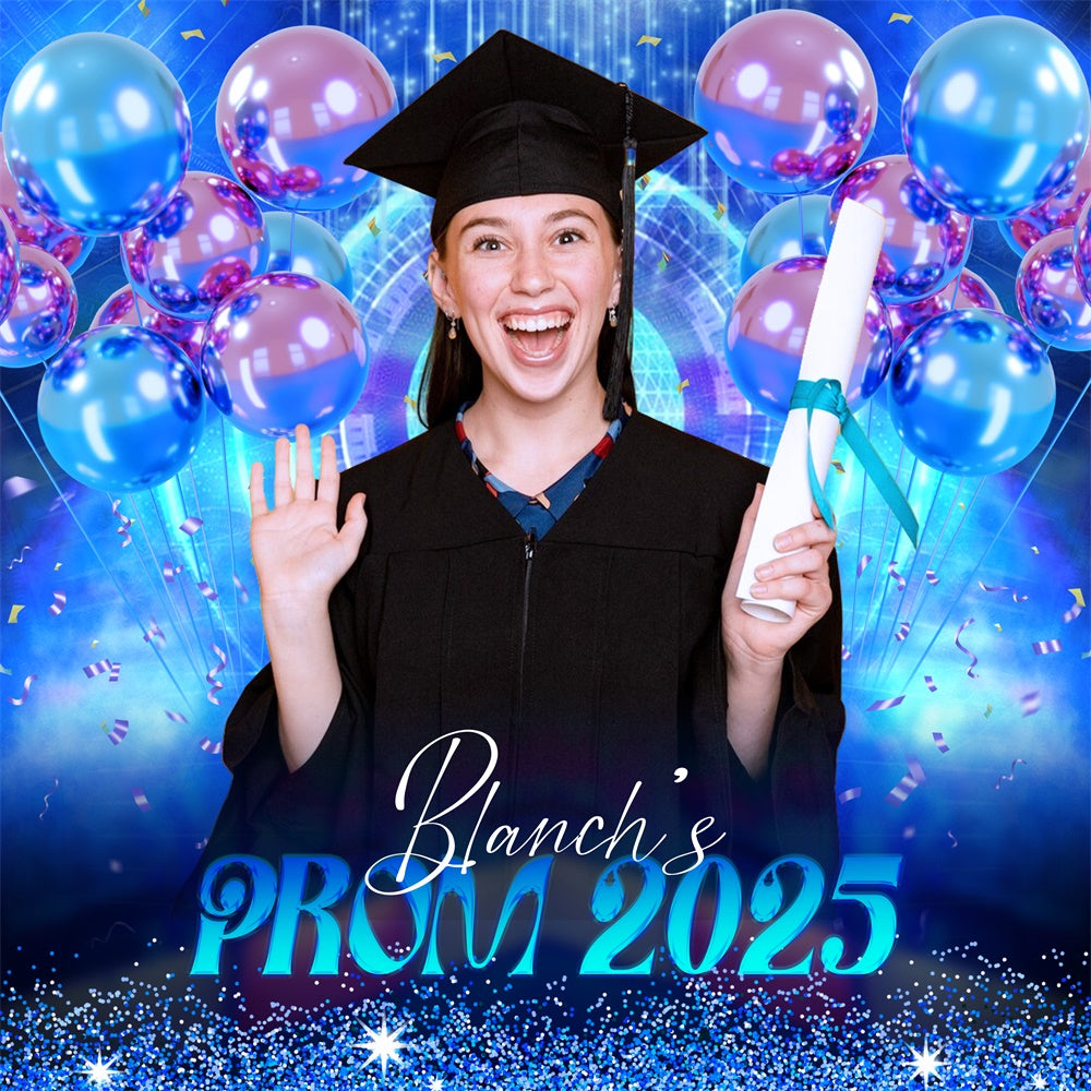 Backdrop For Prom Electric Blue Balloon Custom Party Graduation Backdrop LXX6-200