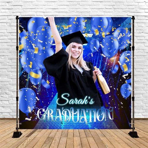 Prom Backdrops Blue Balloon Confetti Customized Party Graduation Backdrop LXX6-201