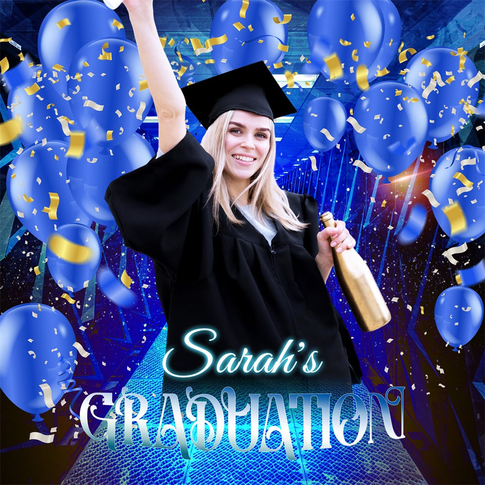 Prom Backdrops Blue Balloon Confetti Customized Party Graduation Backdrop LXX6-201