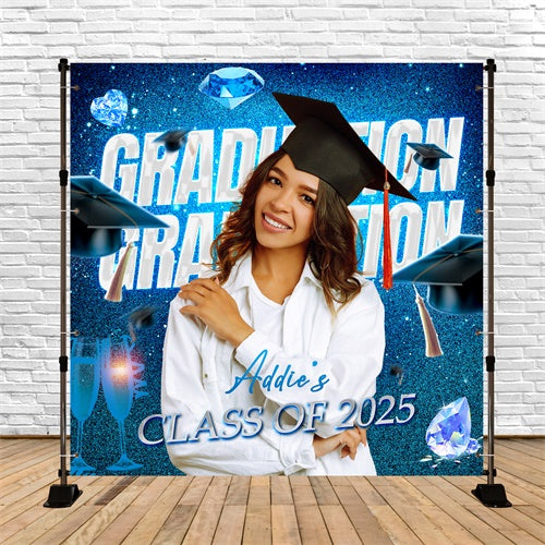 Customized Graduation Backdrop Diamond Sparkle Party Graduation Backdrop LXX6-202