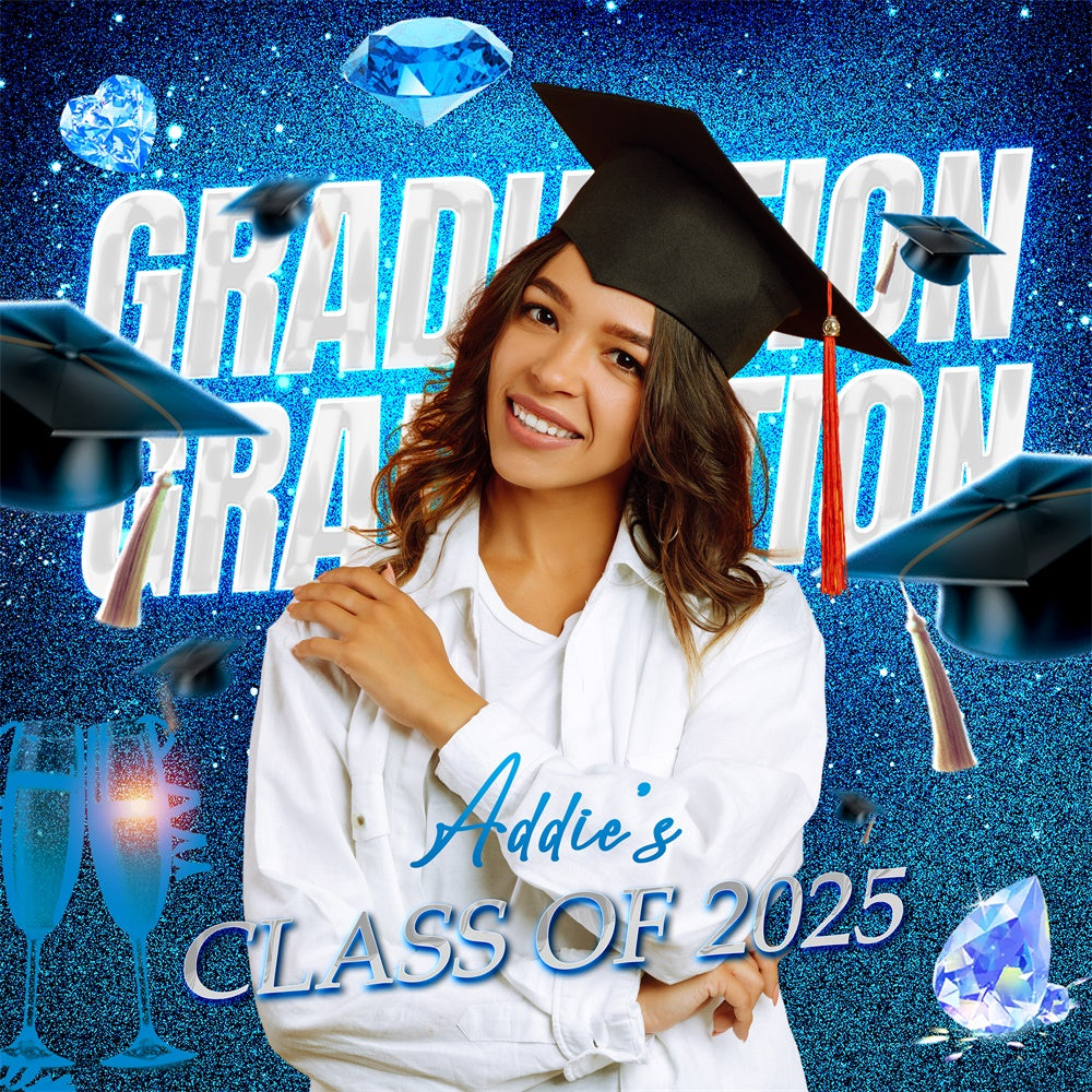 Customized Graduation Backdrop Diamond Sparkle Party Graduation Backdrop LXX6-202