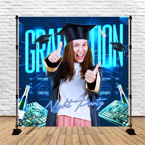 Backdrop Graduation Electric Night Personalized Party Graduation Backdrop LXX6-203