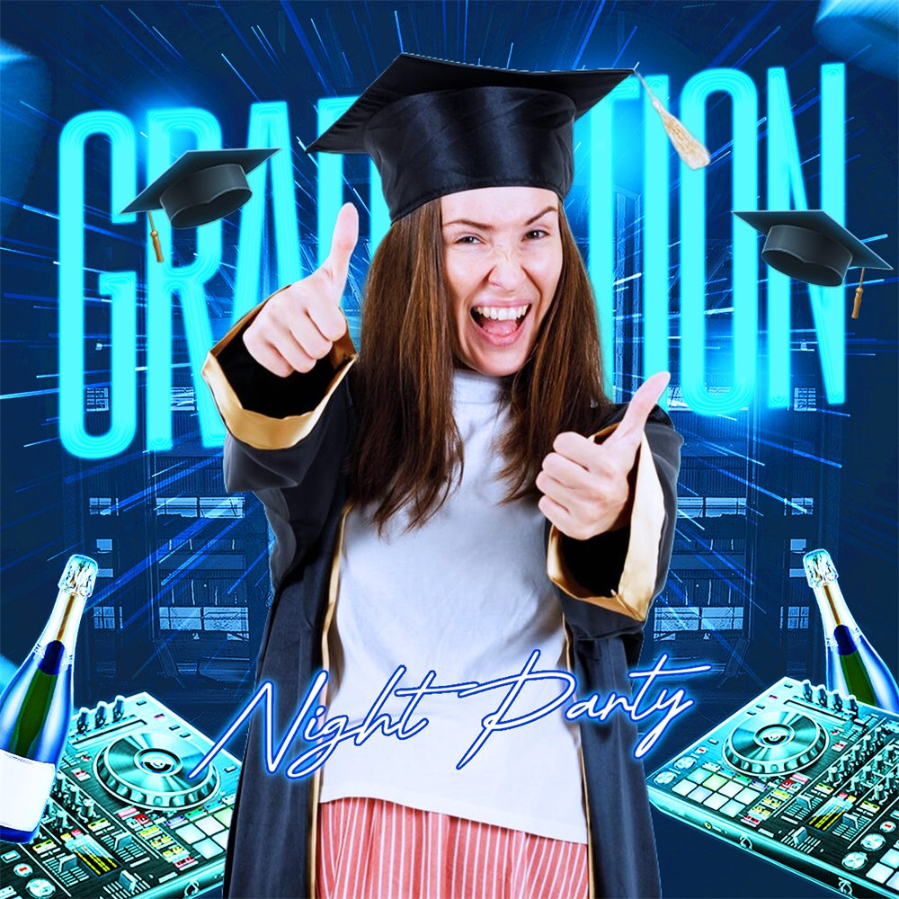 Backdrop Graduation Electric Night Personalized Party Graduation Backdrop LXX6-203
