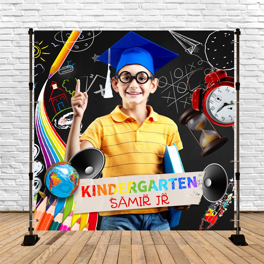 Preschool Graduation Backdrop Playful Doodle Custom Party Graduation Backdrop LXX6-205