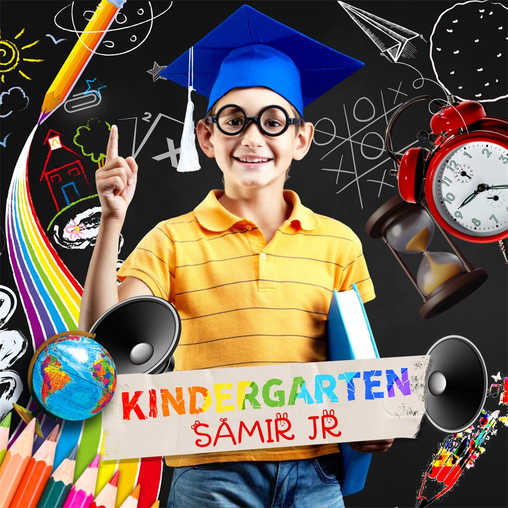 Preschool Graduation Backdrop Playful Doodle Custom Party Graduation Backdrop LXX6-205