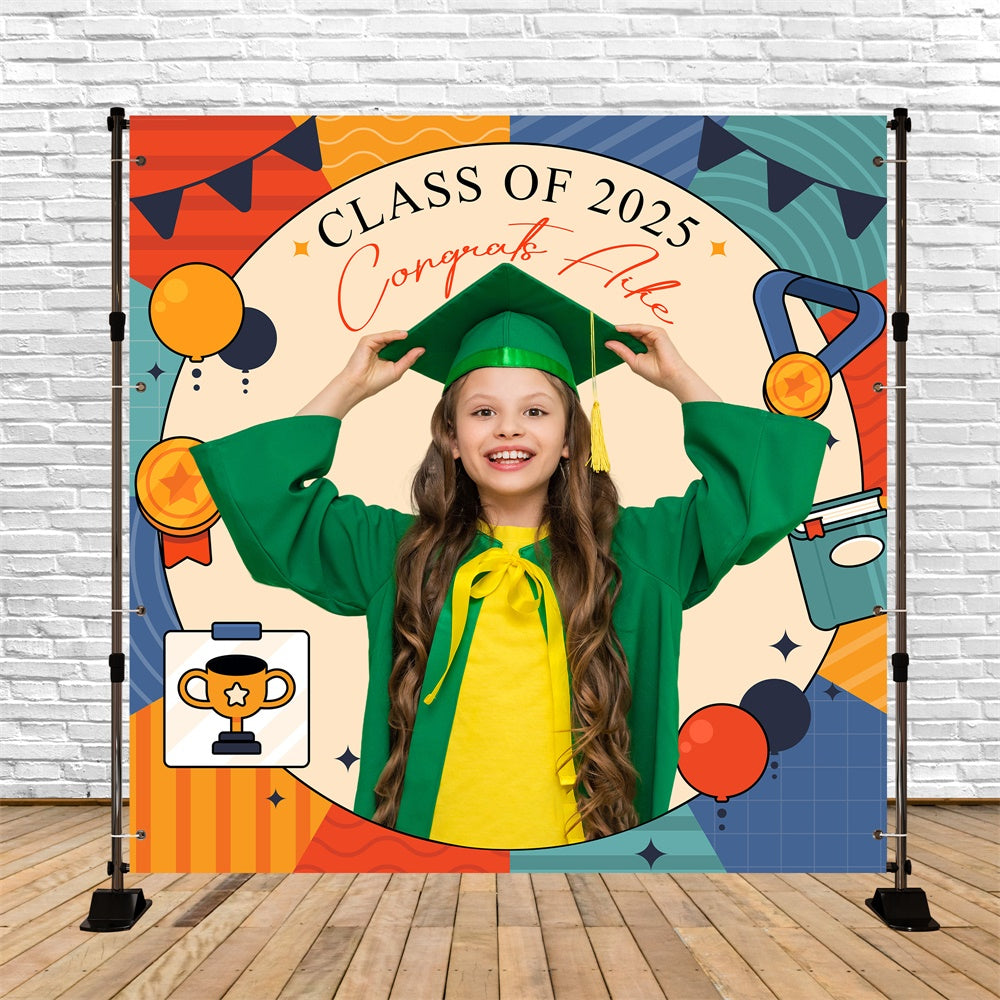Preschool Graduation Backdrop Award Time Custom Party Graduation Backdrop LXX6-209