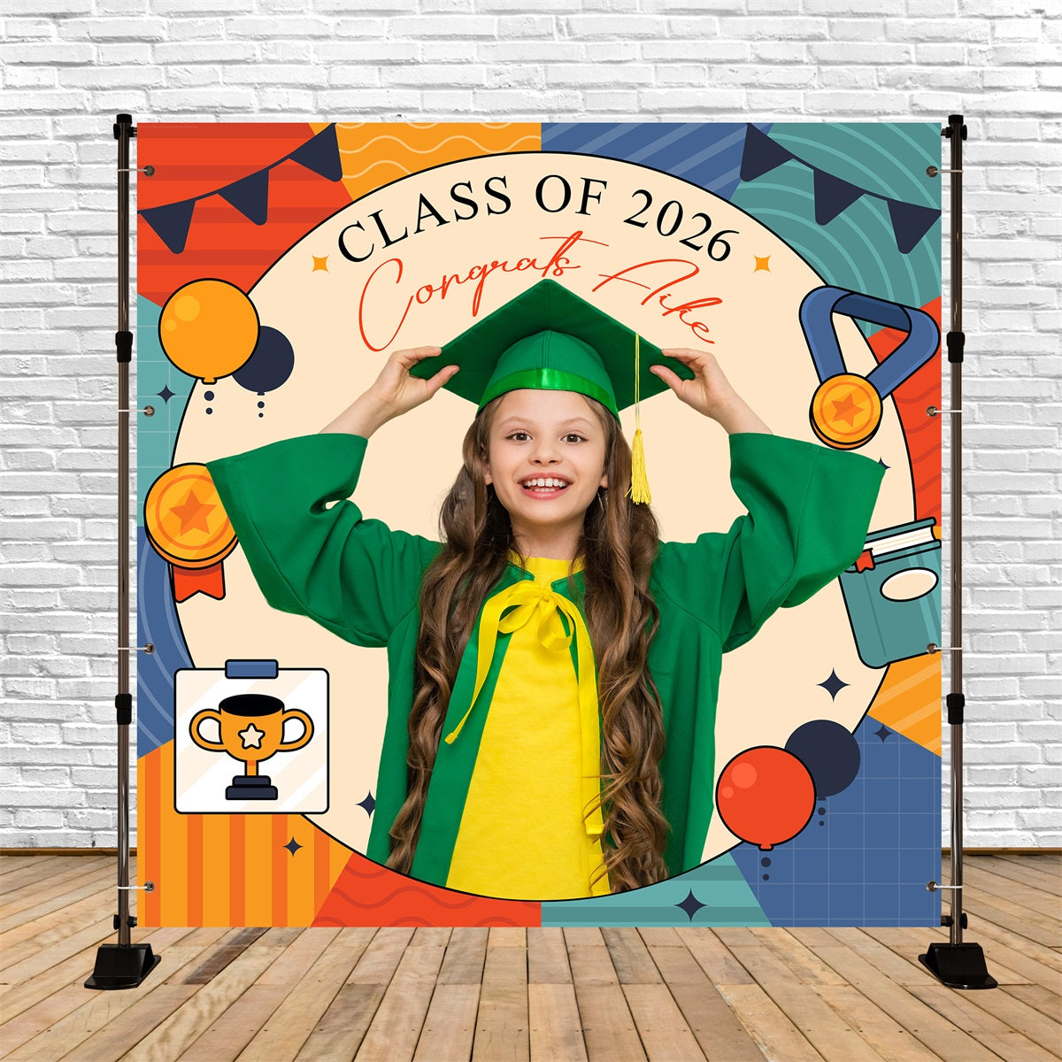 Preschool Graduation Backdrop Award Time Custom Party Graduation Backdrop LXX6-209