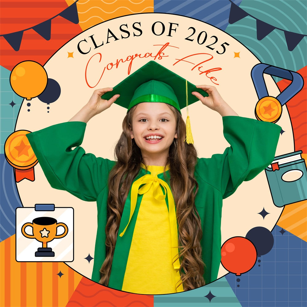 Preschool Graduation Backdrop Award Time Custom Party Graduation Backdrop LXX6-209