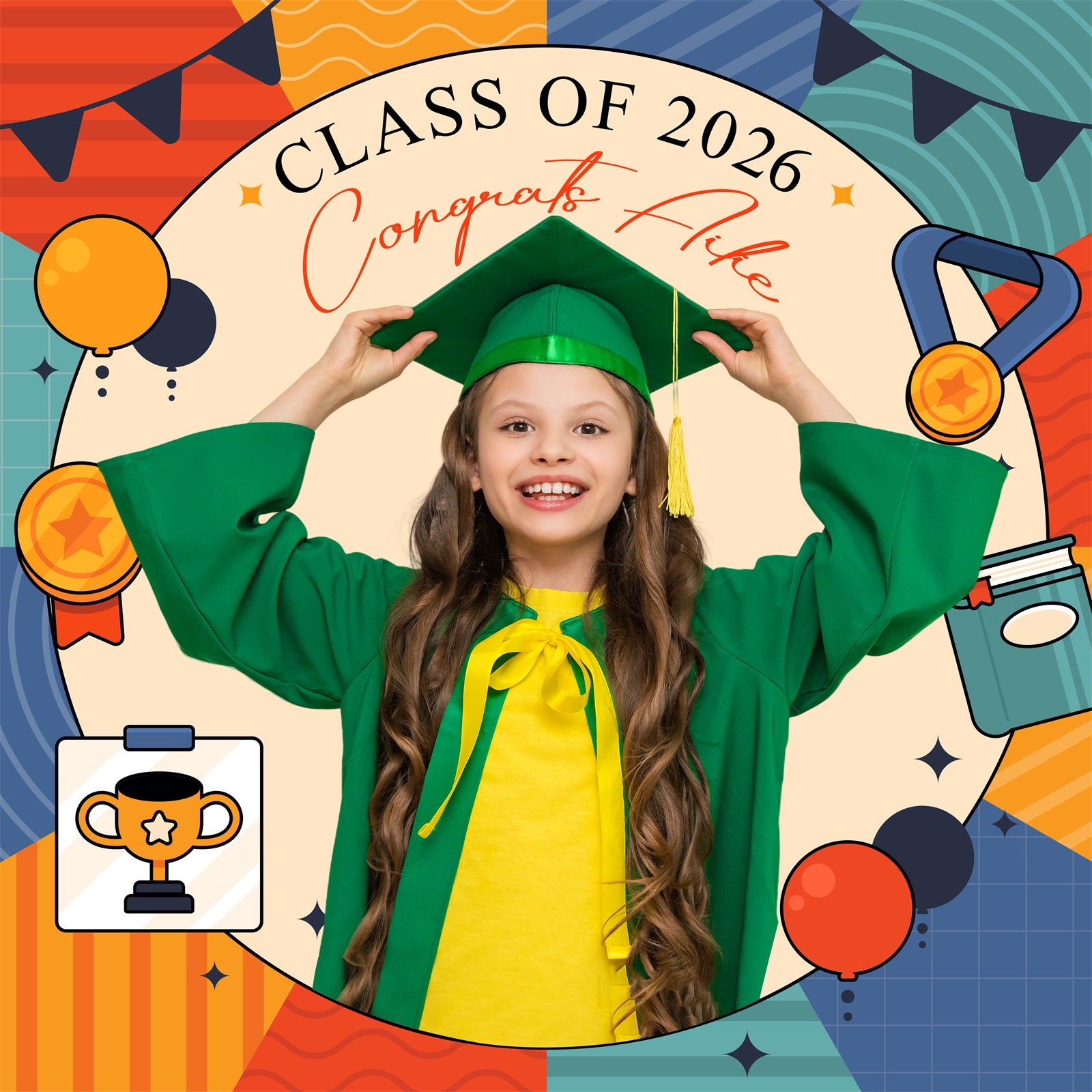 Preschool Graduation Backdrop Award Time Custom Party Graduation Backdrop LXX6-209