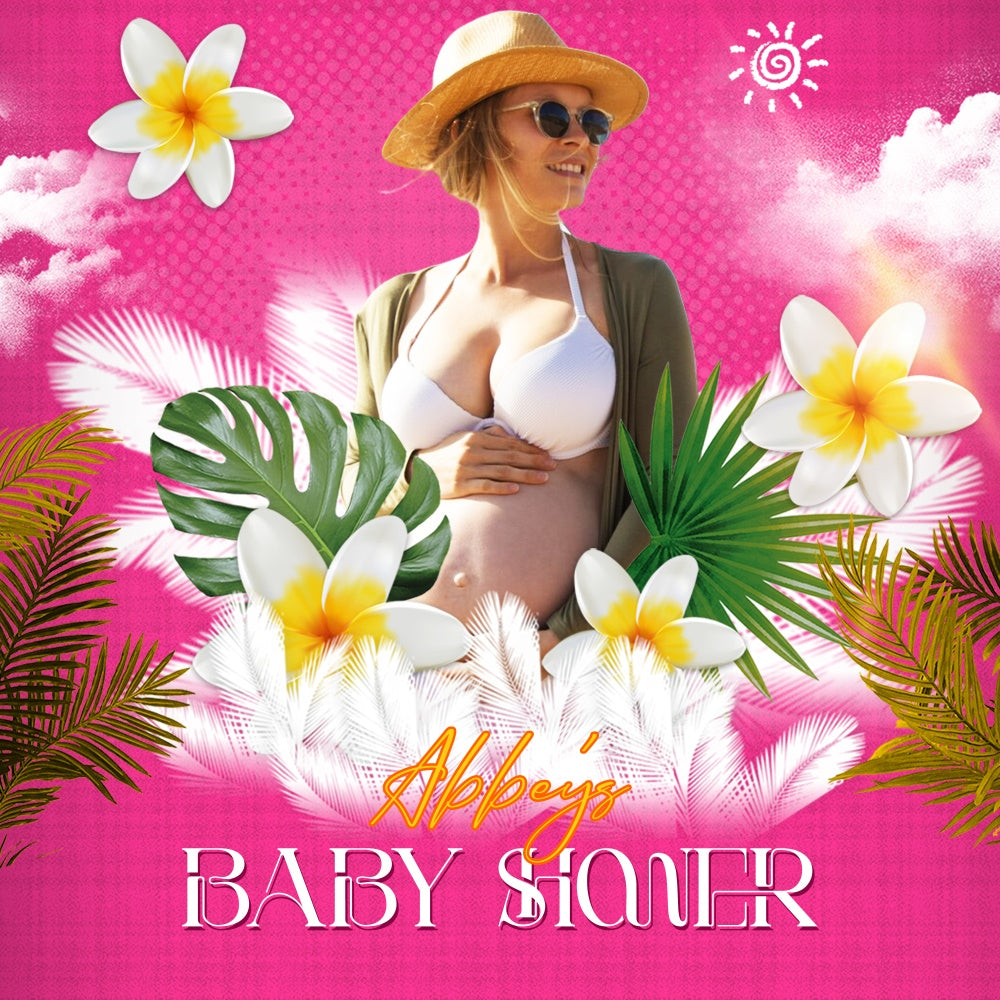 Custom Baby Shower Backdrop Tropical Bloom Summer Backdrop LXX6-219