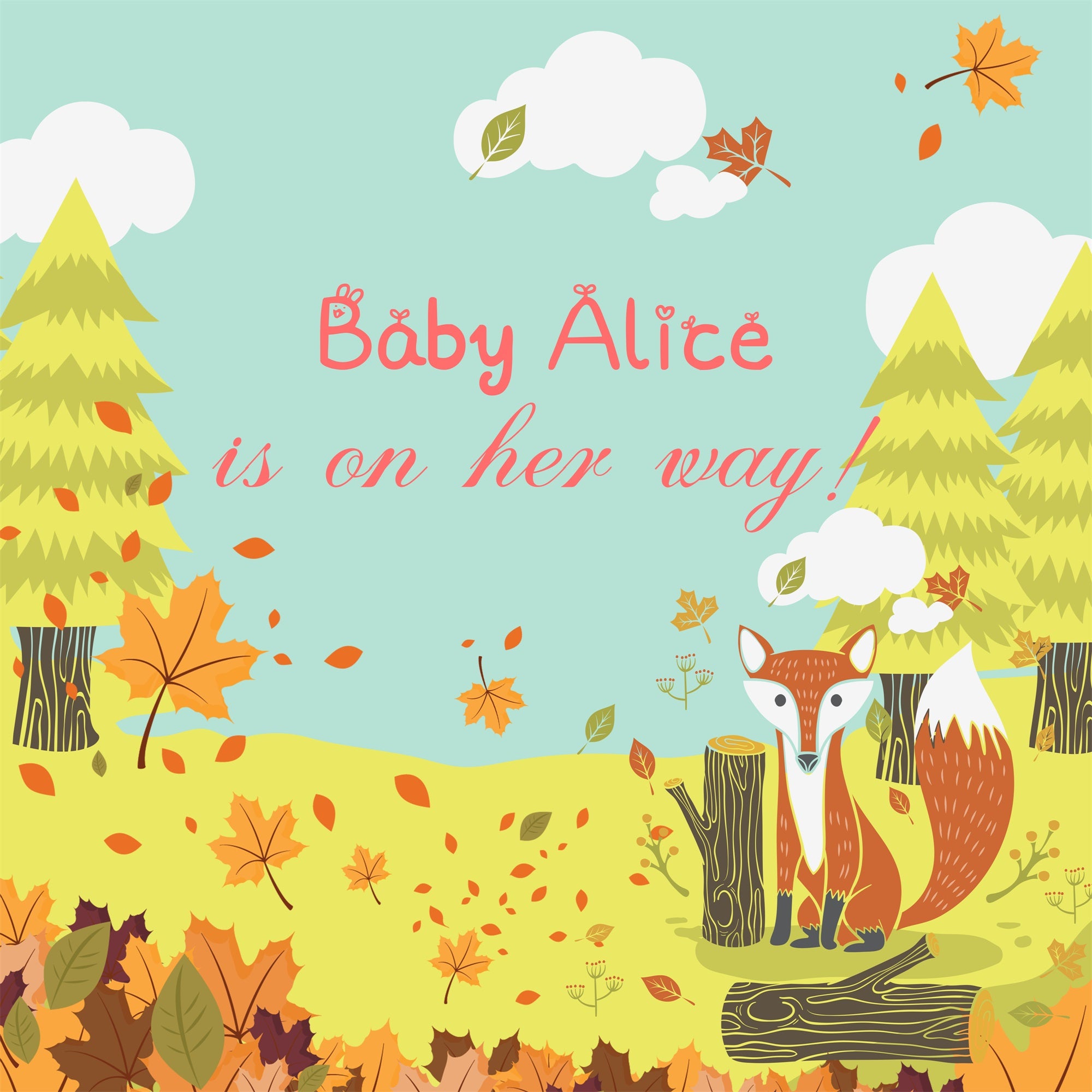 Backdrops For Baby Shower Autumn Leaves Fox Customized Backdrop LXX6-221