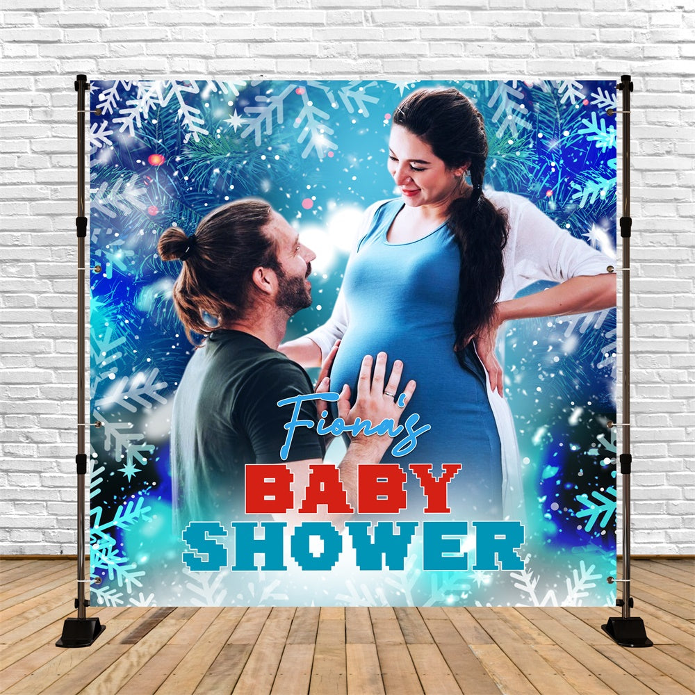 Baby Shower Backdrops Sparkle Snowfall Joy Personalized Backdrop LXX6-223