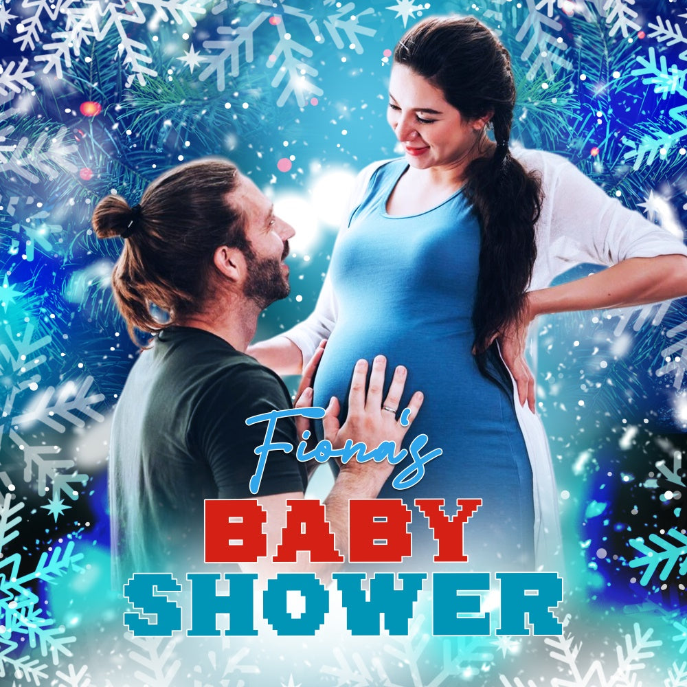 Baby Shower Backdrops Sparkle Snowfall Joy Personalized Backdrop LXX6-223