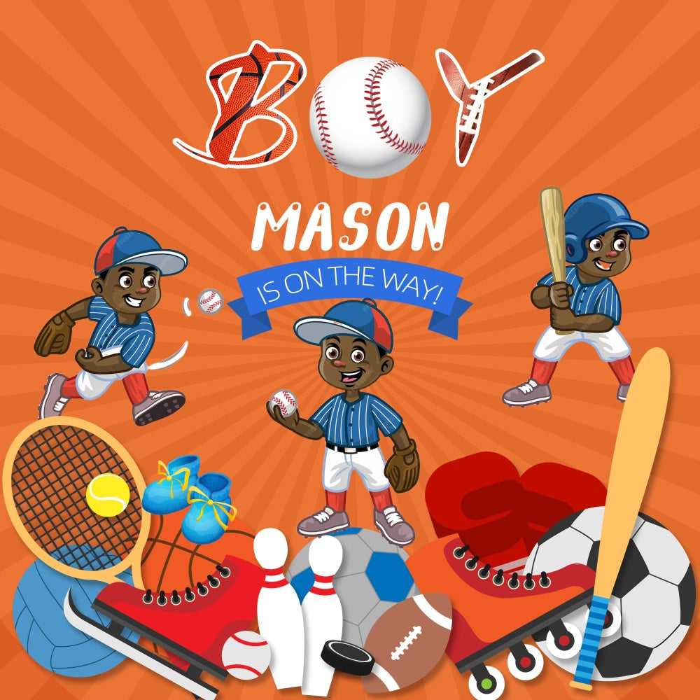 Custom Baby Shower Backdrop Little League Legend Backdrop LXX6-225