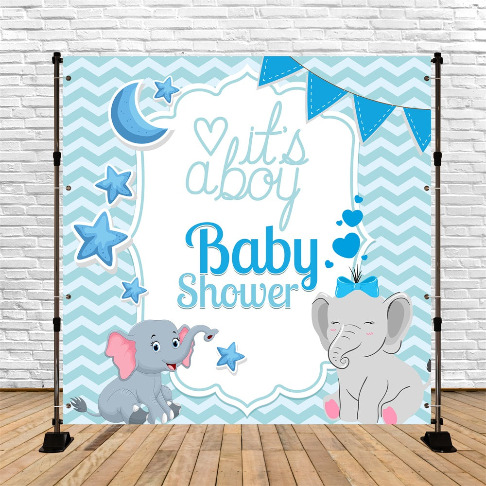 Backdrop For Baby Shower Blue Elephant Dreams Backdrop LXX6-226