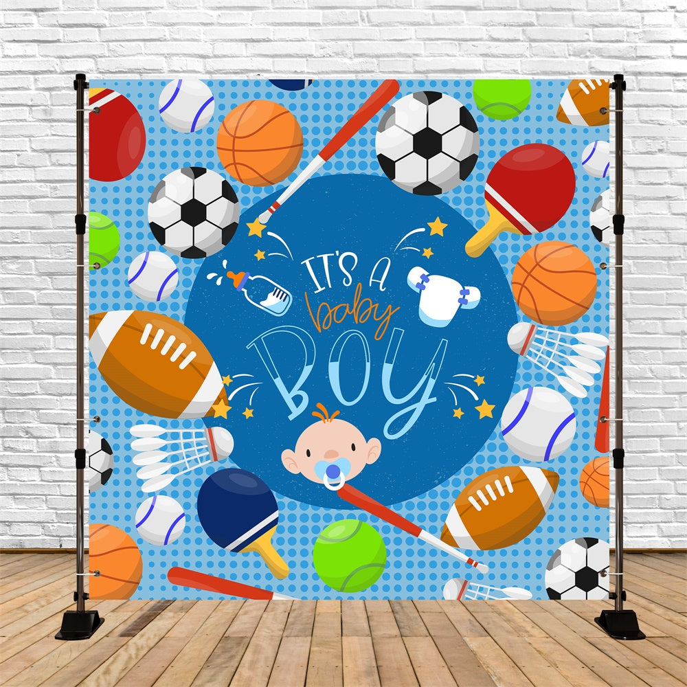 Baby Shower Backdrop Sports Mania Boy Shower Backdrop LXX6-228
