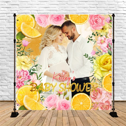 Backdrops For Baby Shower Lemon Blossom Love Custom Backdrop LXX6-231
