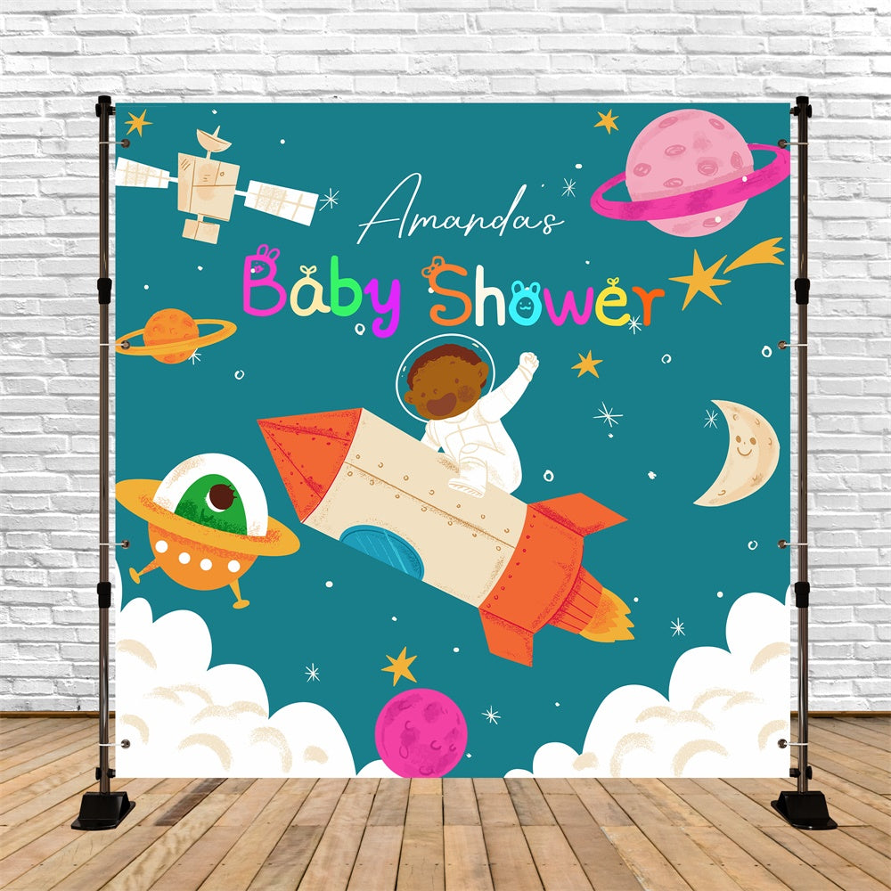 Baby Shower Photo Backdrop Rocket Dreams Personalized Backdrop LXX6-238