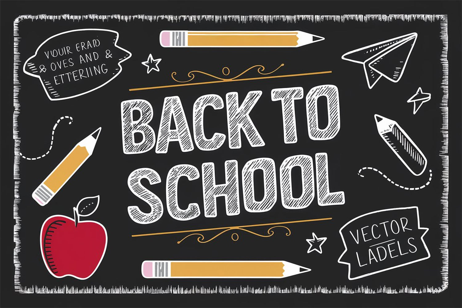 Back To School Chalkboard Backdrop Doodle Style Backdrop LXX6-38