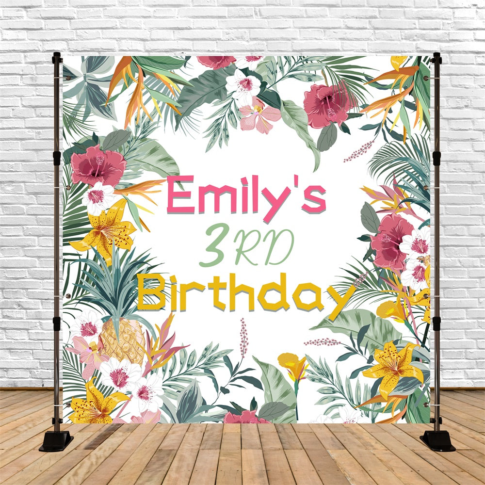 Birthday Party Backdrop Floral Paradise 3rd Customized Backdrop LXX6-48