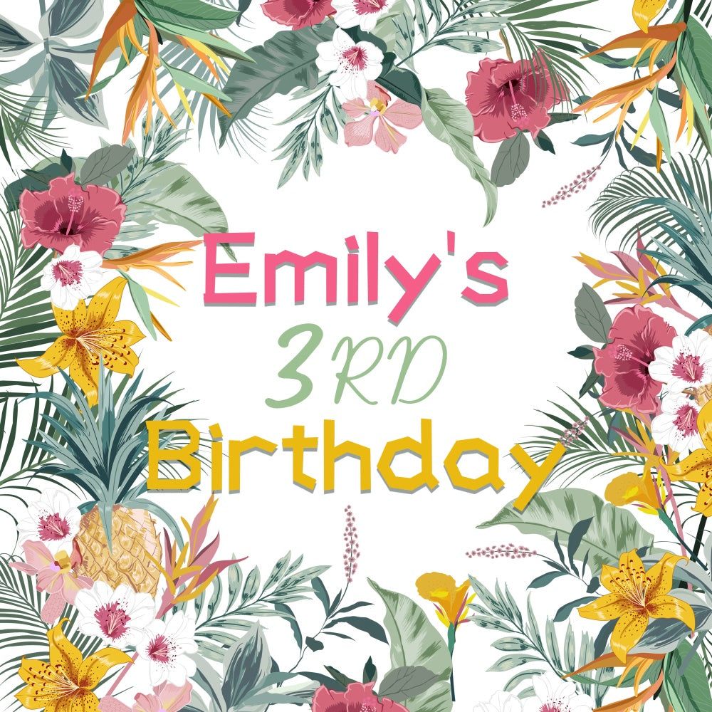 Birthday Party Backdrop Floral Paradise 3rd Customized Backdrop LXX6-48