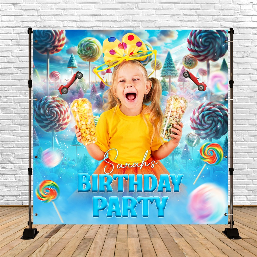 Personalized Birthday Backdrop Rainbow Candy Adventure Backdrop LXX6-50