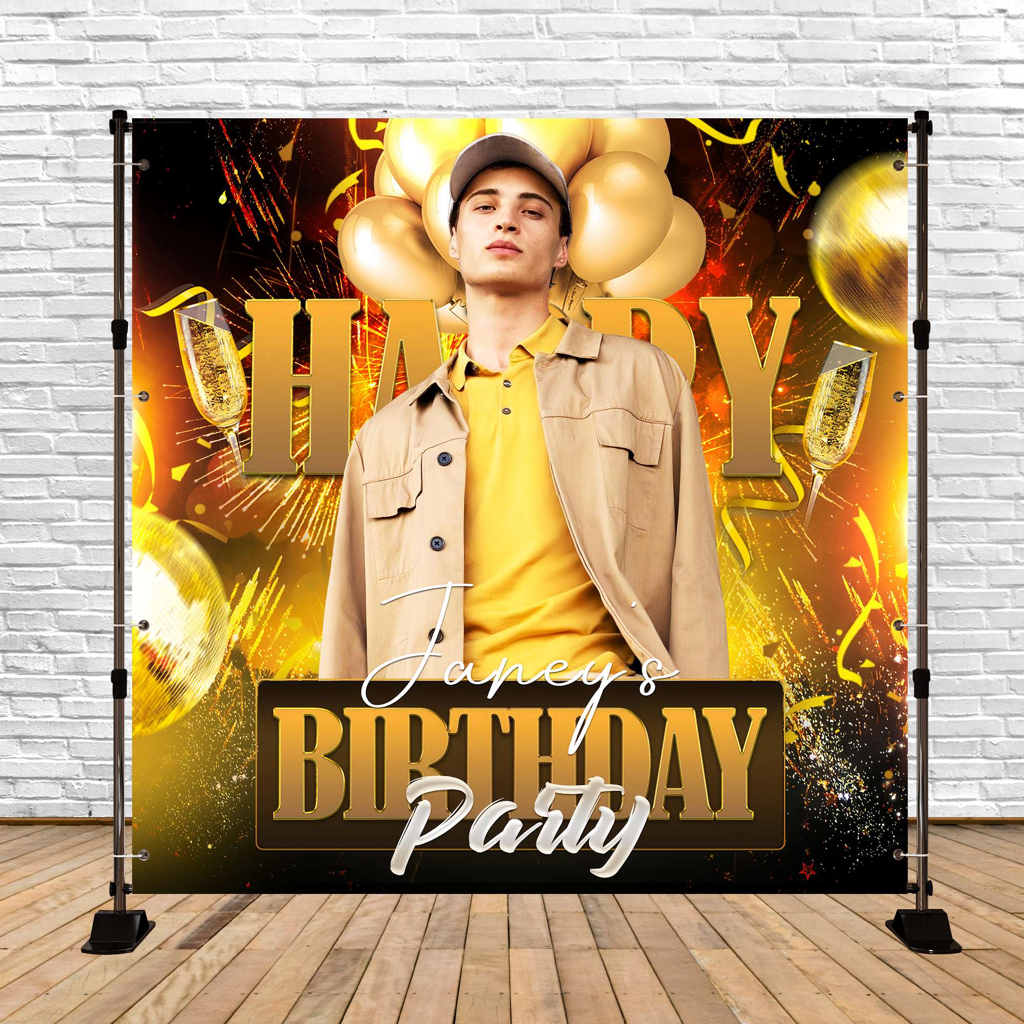 Custom Birthday Backdrops Champagne Lights Party Backdrop LXX6-54