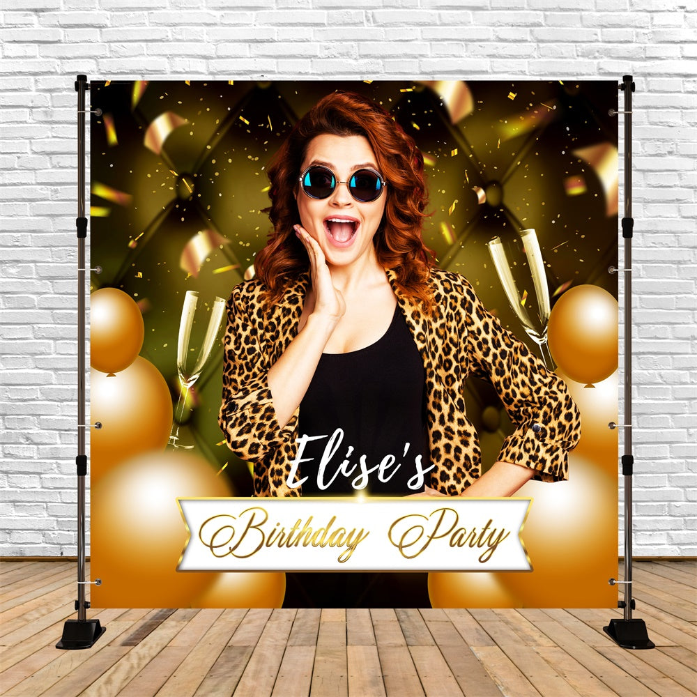Birthday Party Backdrop Gold Glamour Balloon Customized Backdrop LXX6-55