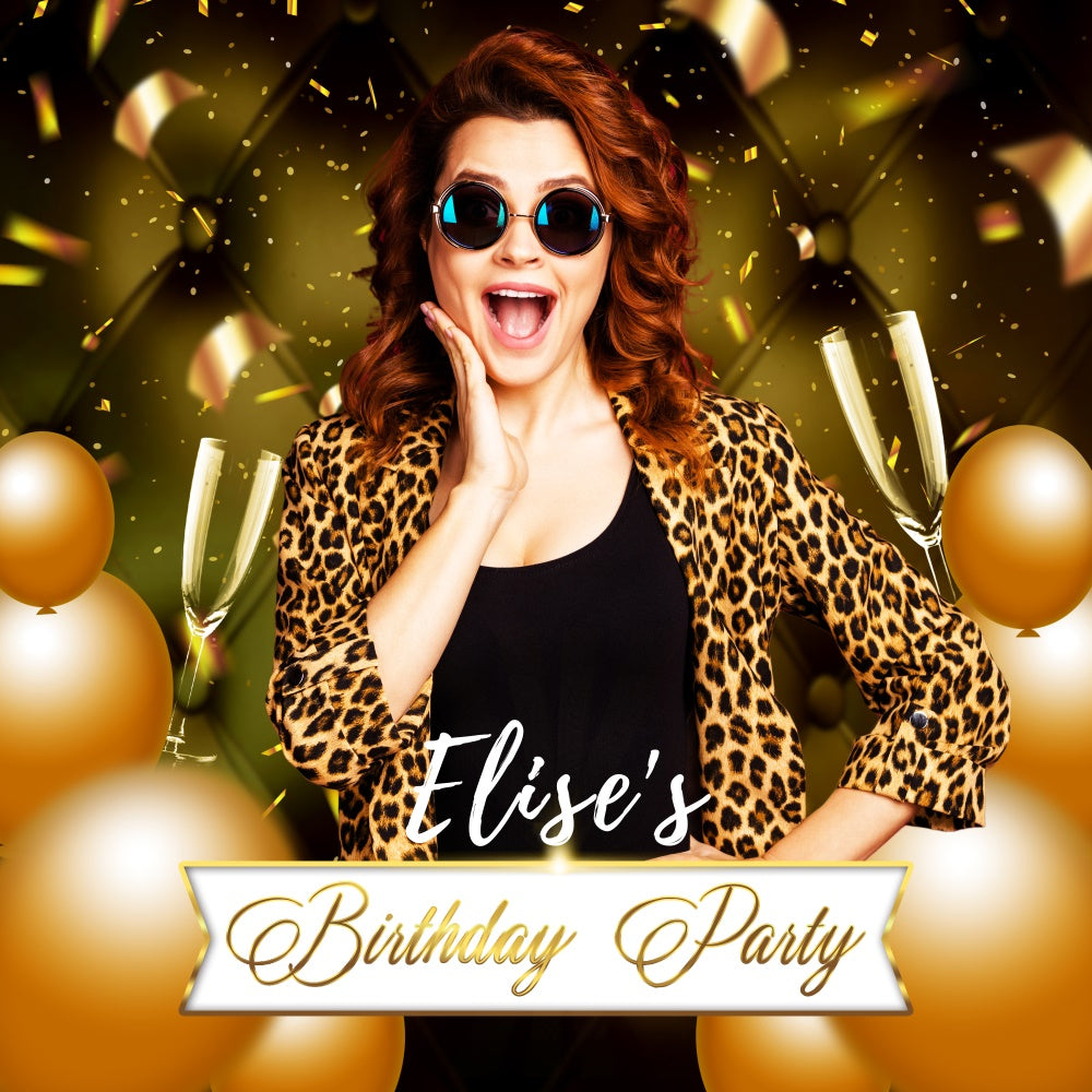 Birthday Party Backdrop Gold Glamour Balloon Customized Backdrop LXX6-55