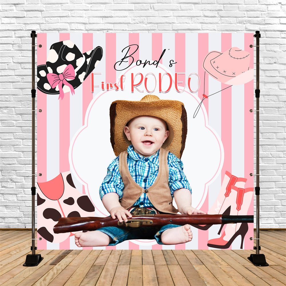 First Birthday Backdrop Pink Western Rodeo Personalized Backdrop LXX6-57