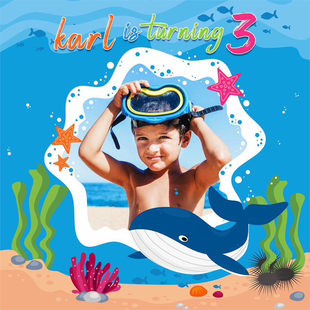 Personalized Birthday Backdrop Ocean Explorer 3rd Backdrop LXX6-64
