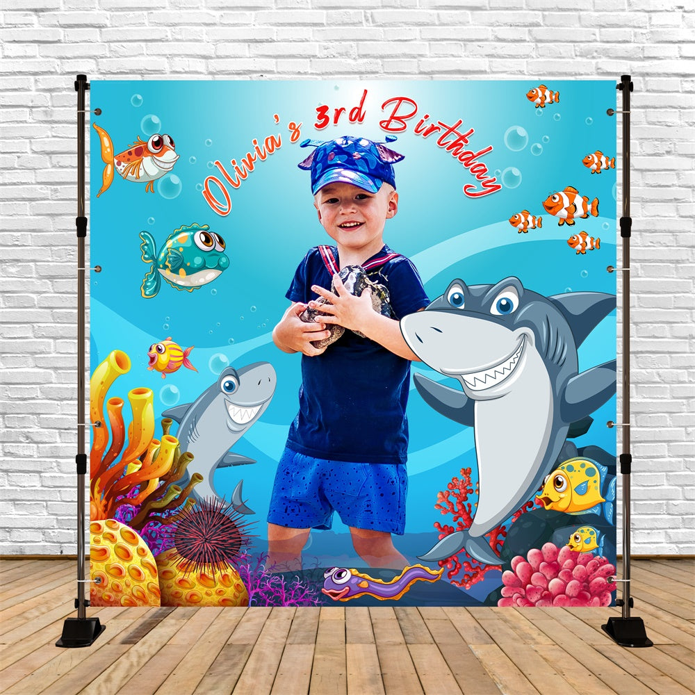 Backdrop For Birthday Ocean Shark Party Customized Backdrop LXX6-65