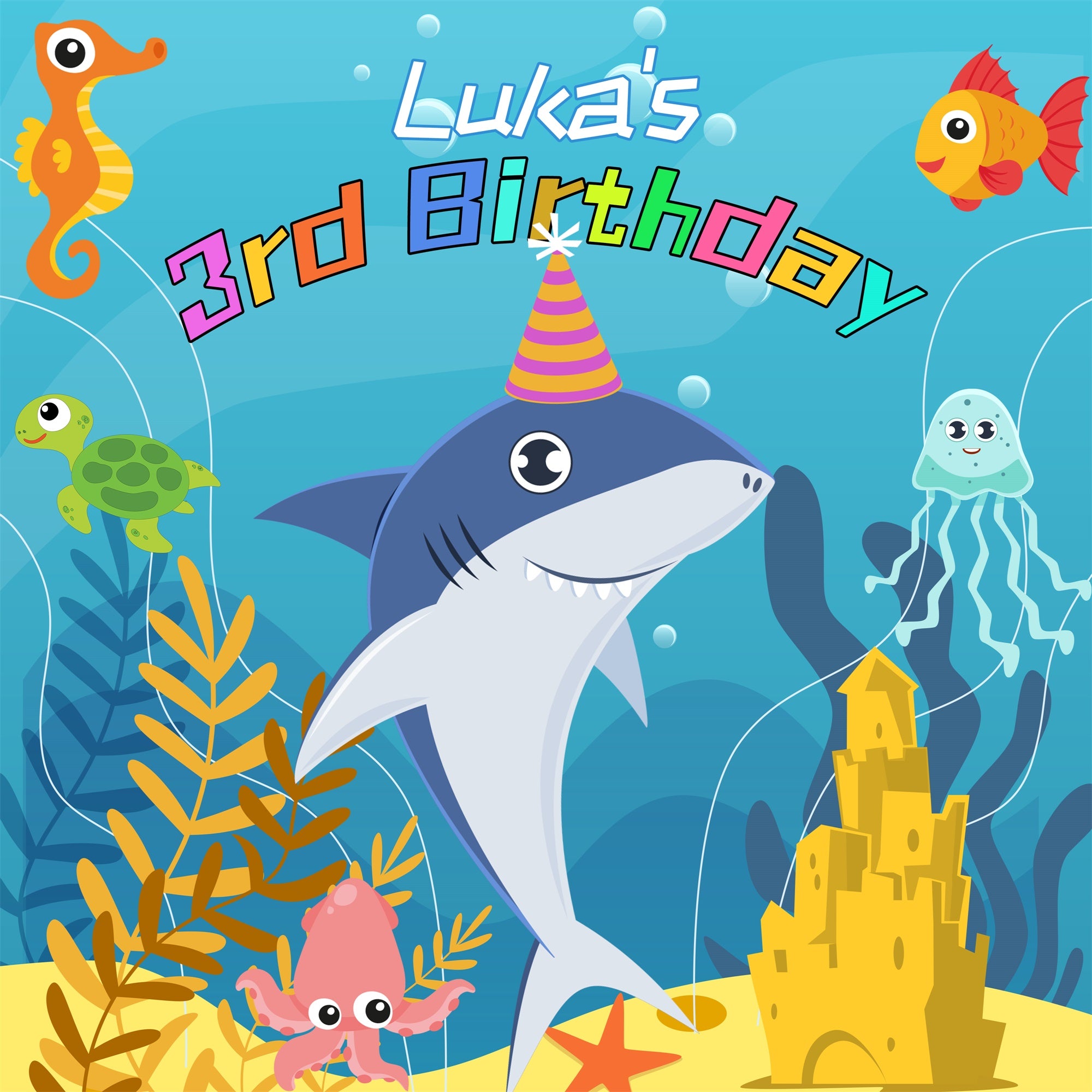 Backdrop For Birthday Party Baby Shark Bash Custom Backdrop LXX6-69