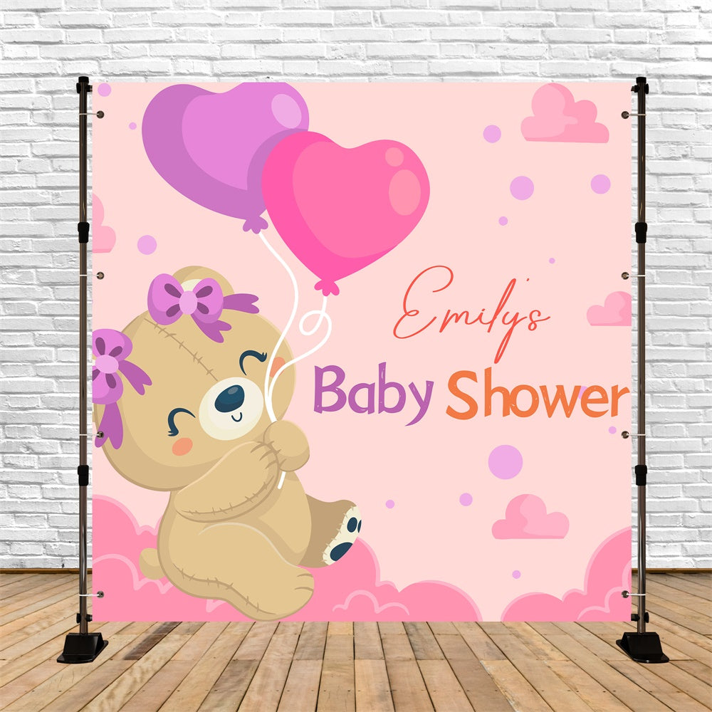 Baby Shower Backdrop Ideas Cute Teddy Balloon Personalized Backdrop LXX6-7