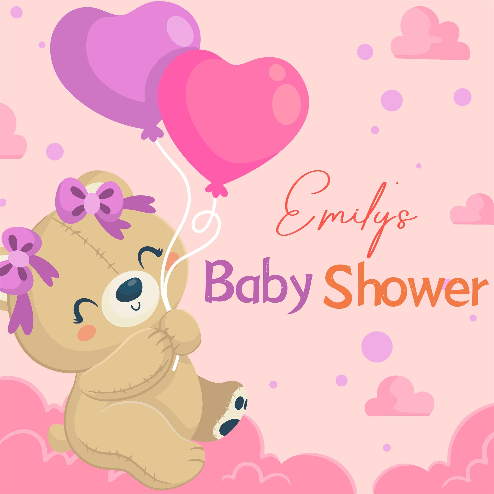 Baby Shower Backdrop Ideas Cute Teddy Balloon Personalized Backdrop LXX6-7