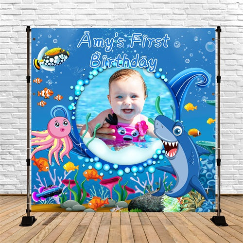 First Birthday Backdrop Sea Friends Delight Customized Backdrop LXX6-70
