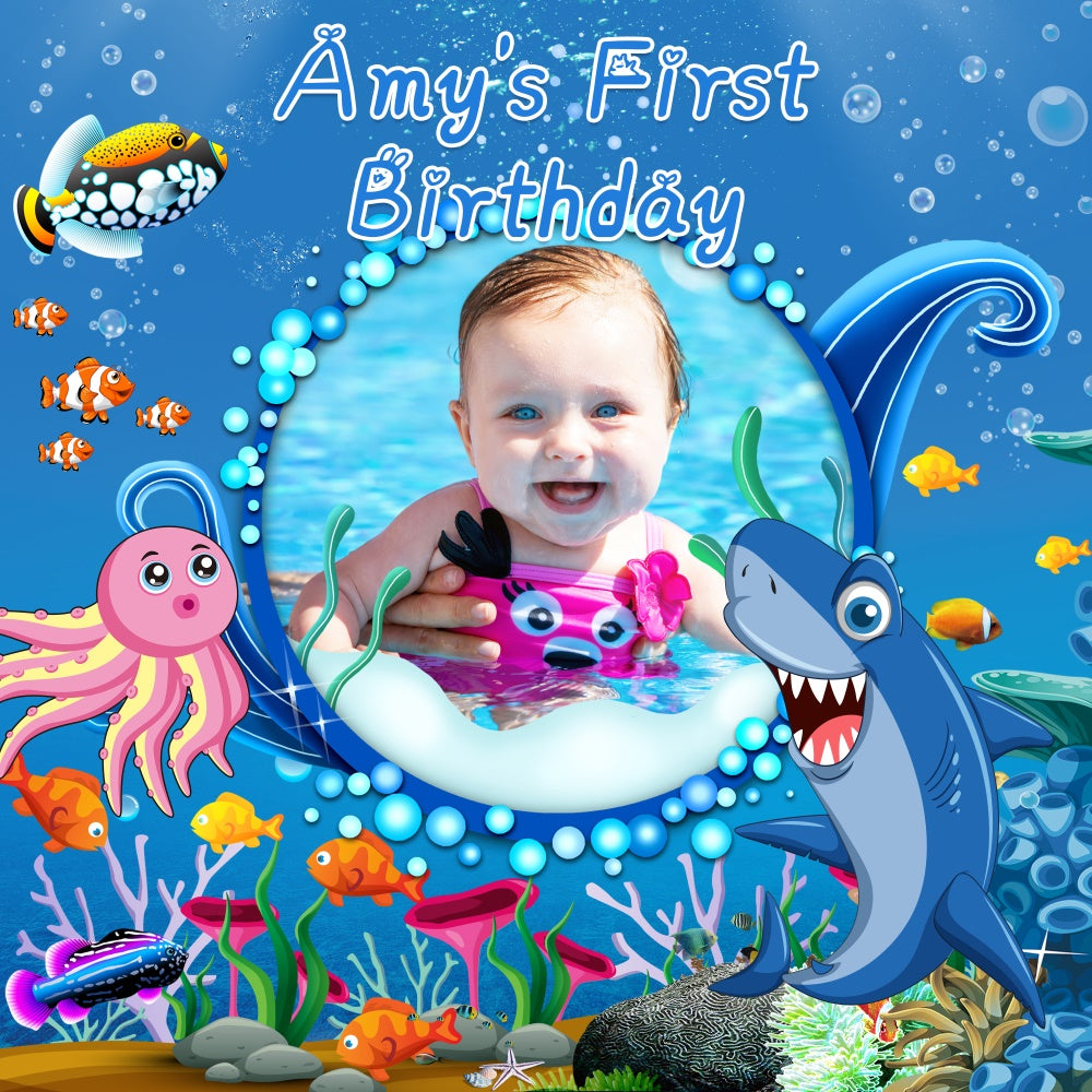 First Birthday Backdrop Sea Friends Delight Customized Backdrop LXX6-70